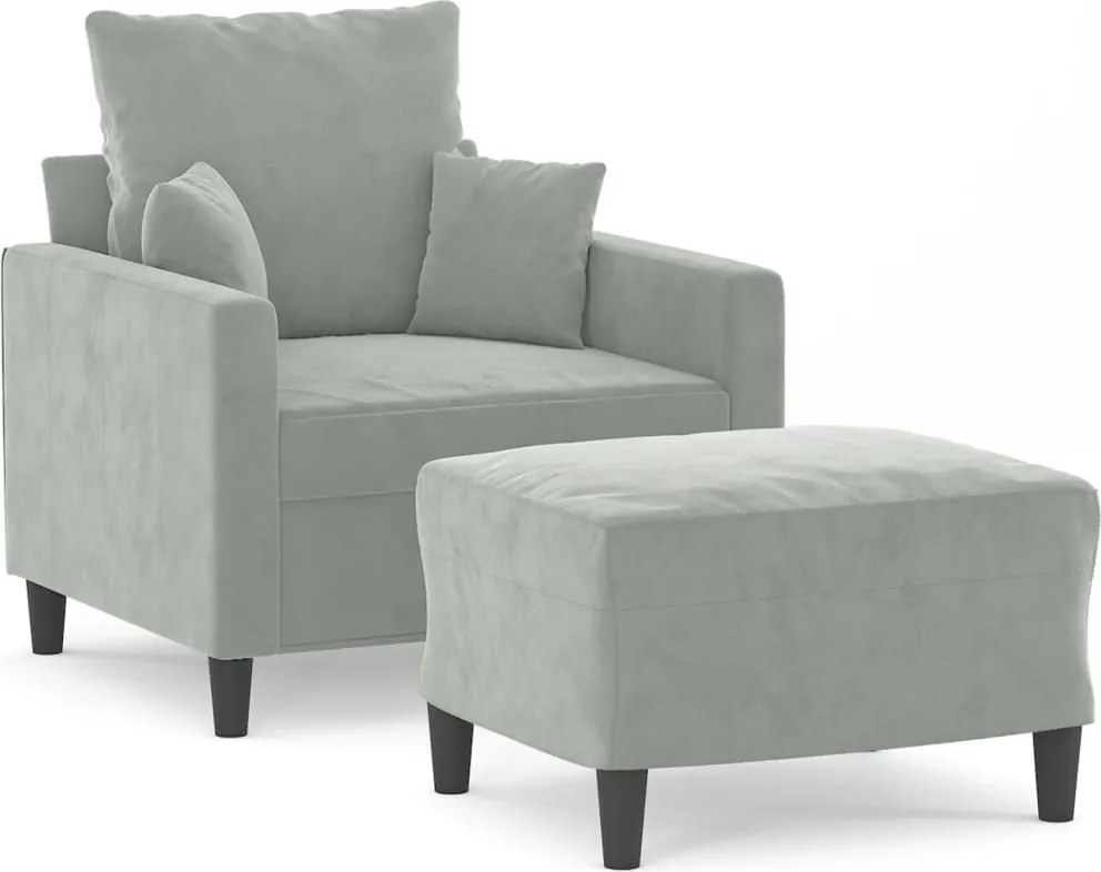 vidaXL világosszürke bársony kanapéfotel lábtartóval 60 cm
