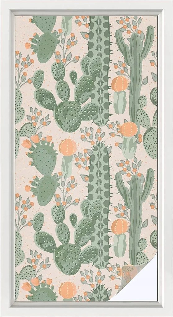 Öntapadós Ablakrács Védőfólia Zöld pozsgások 50x100