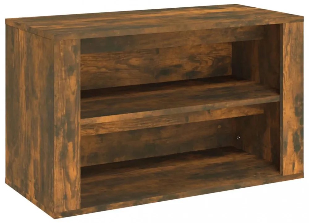 füstös tölgy színű szerelt fa cipőtartó 75x35x45 cm