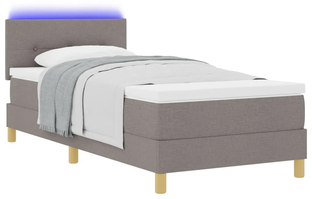 Box Spring ágy matraccal és LED világítással, Topszínű, 80x200 cm, Szövet
