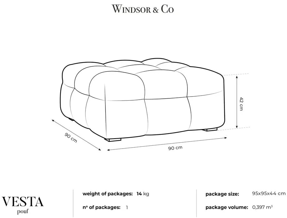 Vesta sárga bársony puff - Windsor &amp; Co Sofas