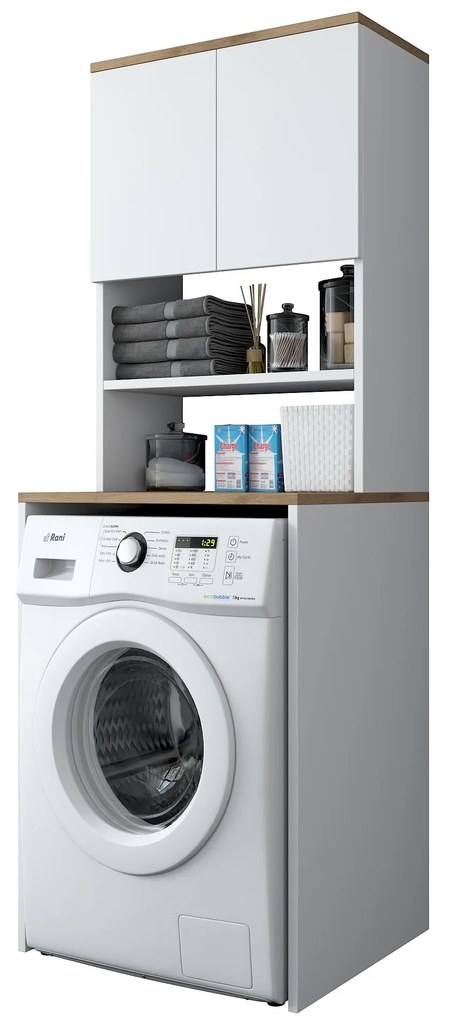 Fürdőszoba szekrény Karoline 101 (fehér + dió). Akció -27%. 1073336