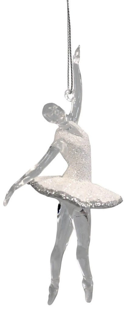 Fehér karácsonyfadísz balerina 14cm