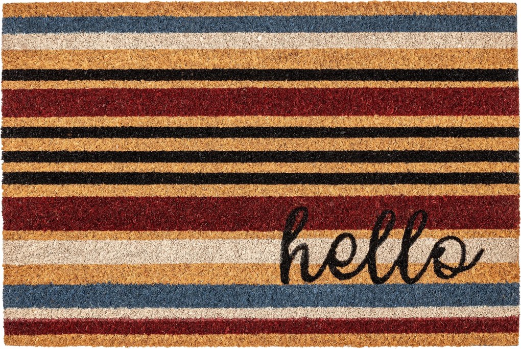 Belső lábtörlő cipőhöz kókuszszőnyeg otthonra Hello csíkos