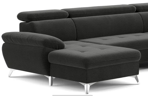 CATANIA U alakú, jobbos, grafit sarok ülőgarnitúra tárolóval, ággyá nyitható