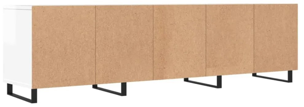 magasfényű fehér szerelt fa TV-szekrény 150 x 30 x 44,5 cm