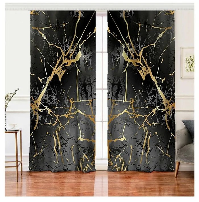 Fekete-aranyszínű függöny szett 2 db-os 140x260 cm – Mila Home