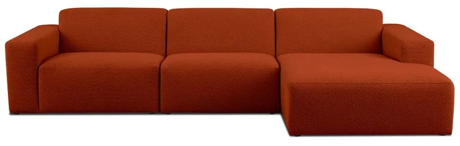 Téglavörös buklé sarokkanapé (jobb oldali) Roxy – Scandic