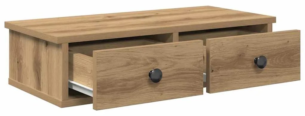 Falipolc fiókokkal artisian tölgy 60x28x15 cm műszaki fa