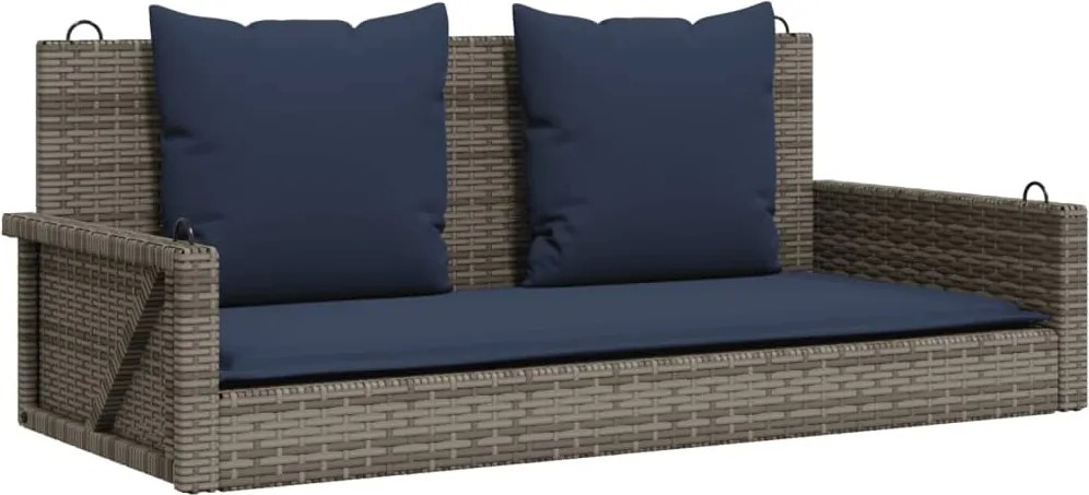 vidaXL szürke polyrattan hintapad párnákkal 119 x 56 x 48 cm