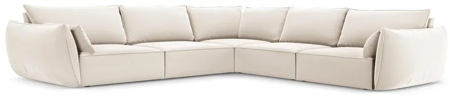 Bézs bársony sarokkanapé Vanda – Mazzini Sofas
