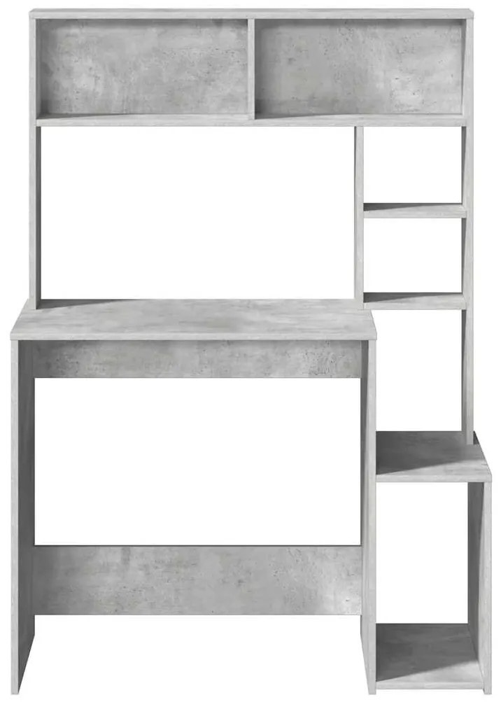 vidaXL betonszürke szerelt fa íróasztal polcokkal 100x45x140 cm