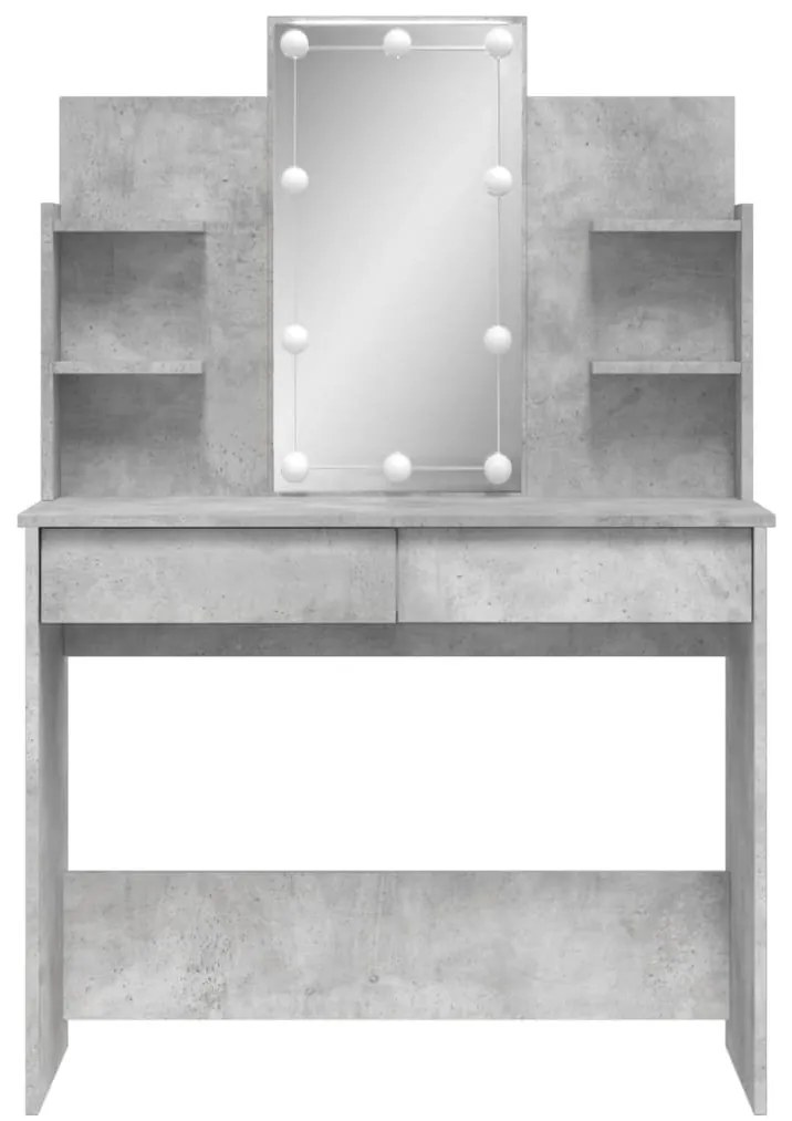 betonszürke fésülködőasztal LED-del 96 x 40 x 142 cm