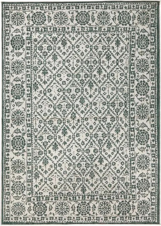 Teraszszőnyeg 80x150cm,zöld krémszínű kétoldalas,zsinóros lapos szövésű