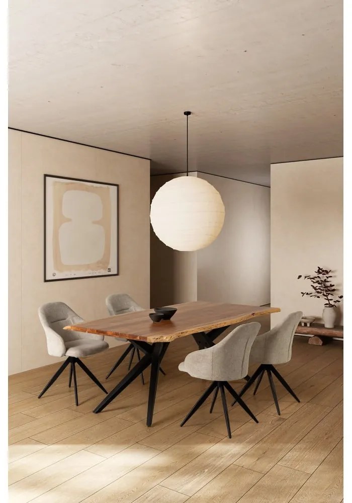 Natúr színű étkezőasztal akácfa asztallappal 100x200 cm Mudri – Marckeric