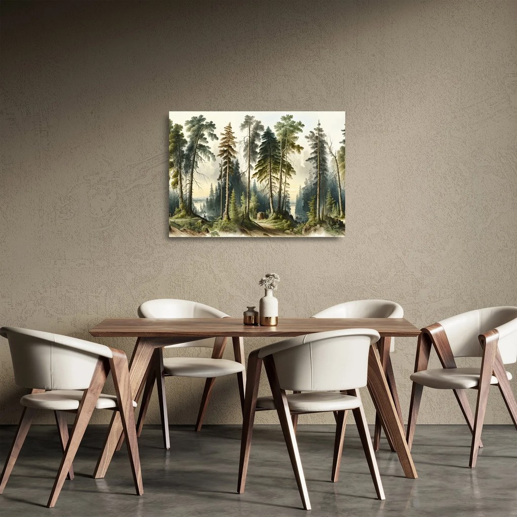 Üveg kép - Szüreti táj az erdők (70x50 cm)