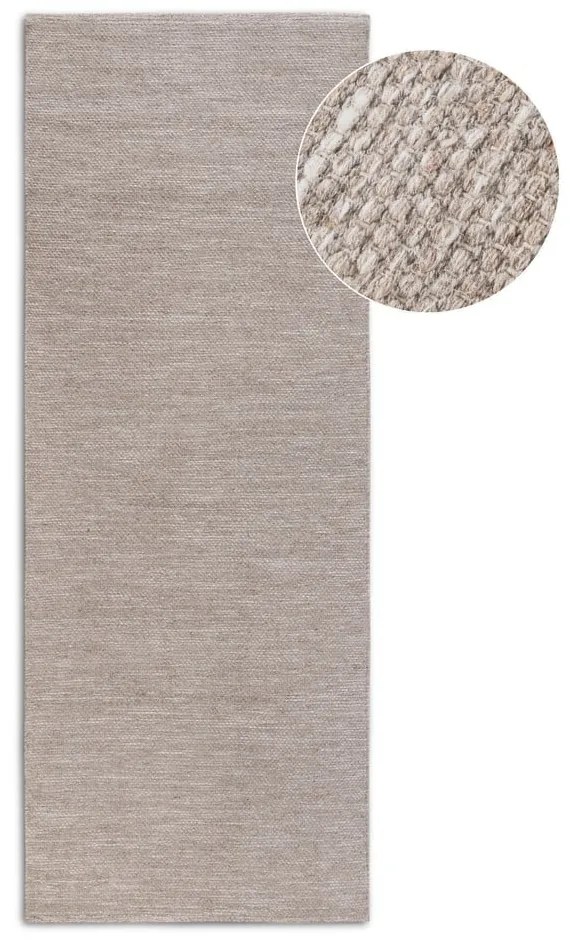 Bézs kézi szövésű gyapjúkeverék futószőnyeg 80x200 cm Pradesh Linen White – Elle Decoration
