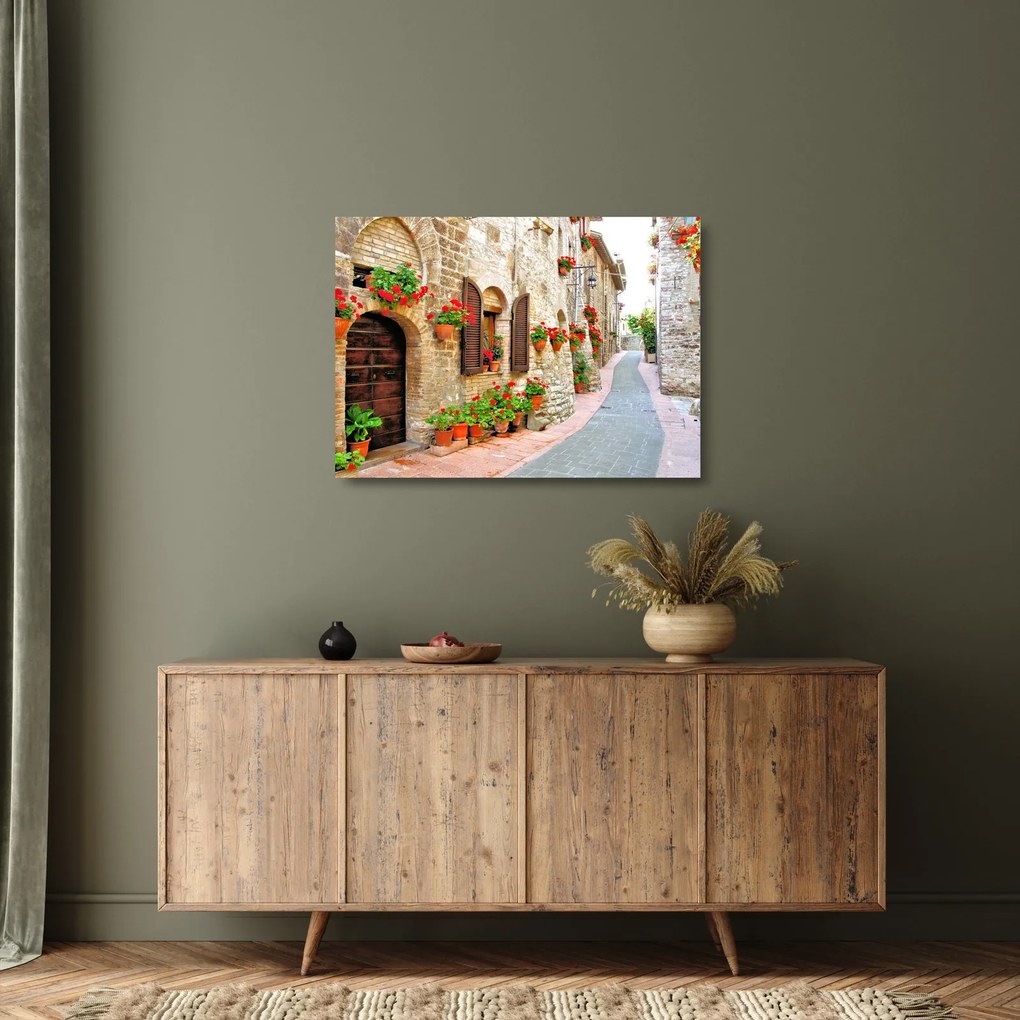 Kép - festői olasz sikátor (üvegen) (70x50 cm)