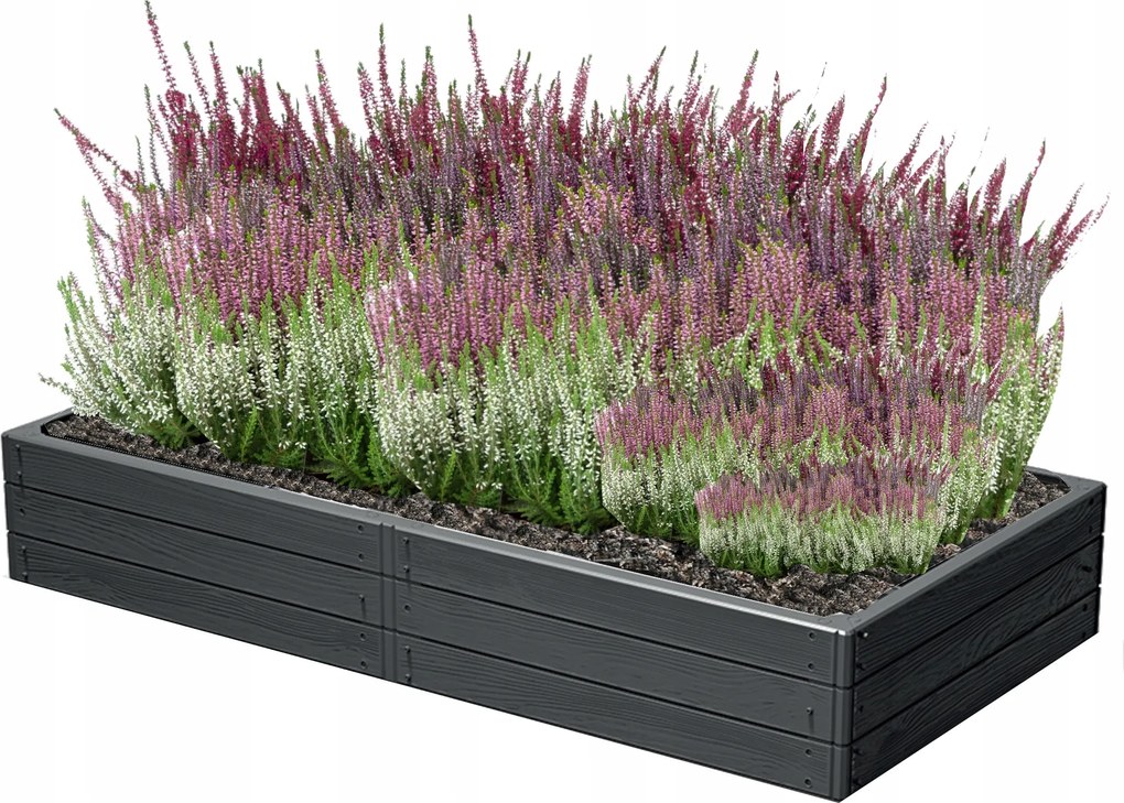 Kerti ágyás magasított fa utánzat 149,2x75,6x25 cm antracit