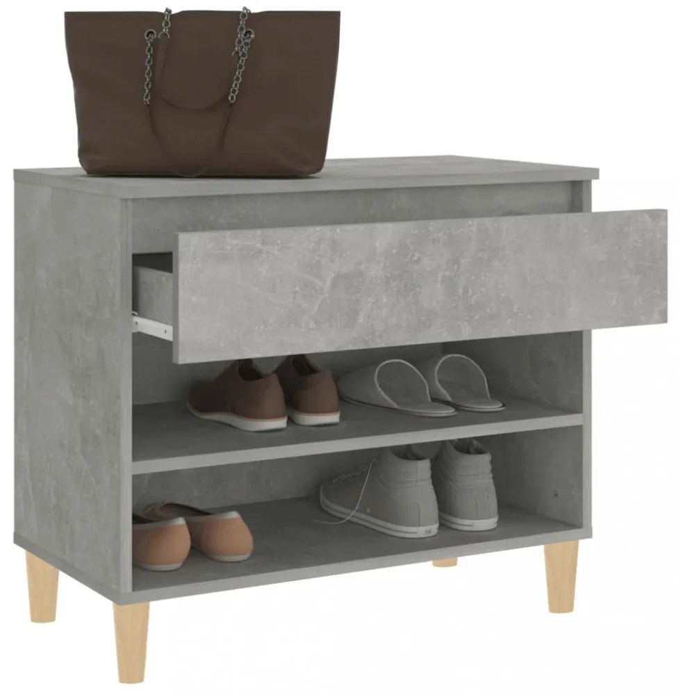 betonszürke szerelt fa cipőszekrény 70x36x60 cm