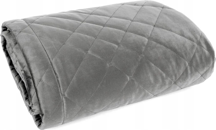 Dekoratív ágytakaró RIA6 220x240 ezüst bársony geometrikus foltvarrás