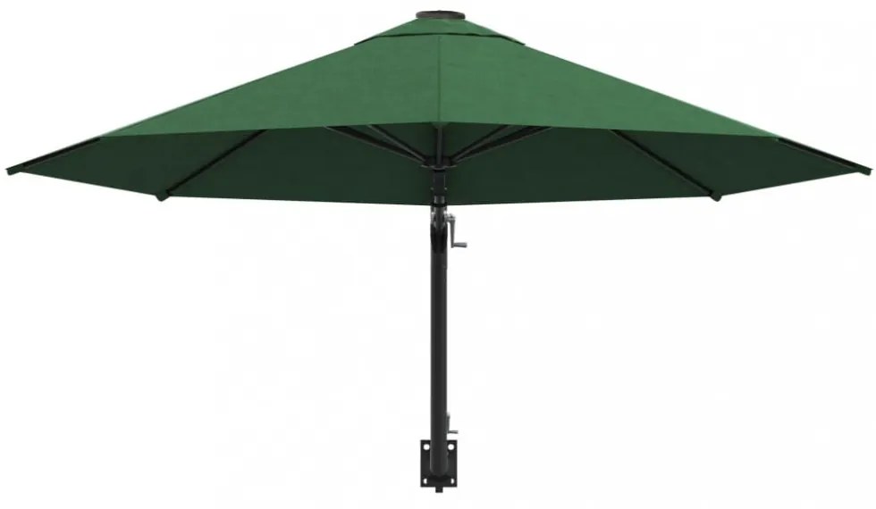 zöld falra szerelhető napernyő fémrúddal 300 cm