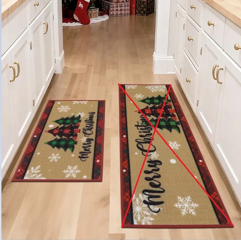 Karácsonyi konyhaszőnyeg karácsonyfa és hópelyhek motívummal a Konyhába