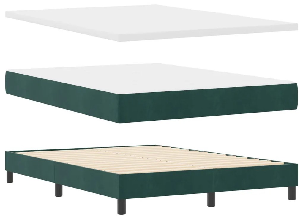 vidaXL Boxspring Ágy Matracmattal Sötét Zöld 160x200 cm Bársony