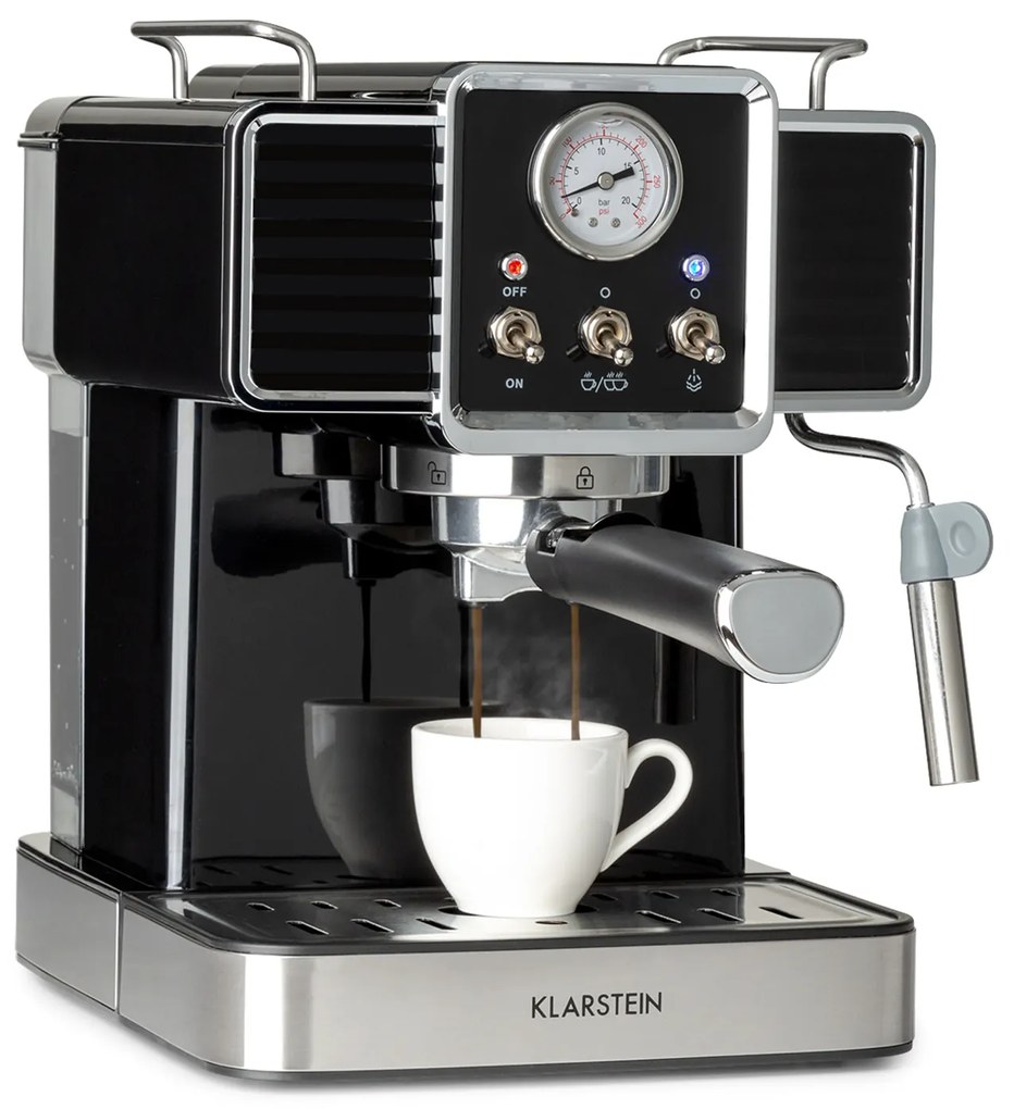 Klarstein Gusto Classico, eszpresszógép, 1350 W, 20 bar, 1,5 l, rozsdamentes acél