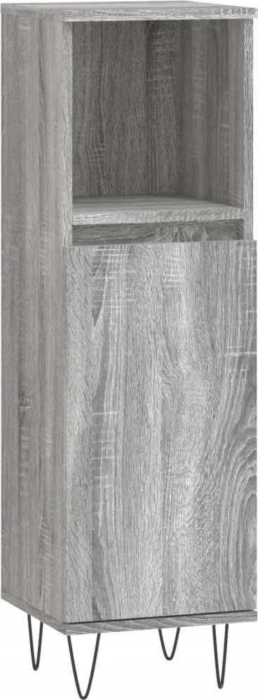 vidaXL szürke sonoma színű szerelt fa fürdőszobaszekrény 30x30x100 cm
