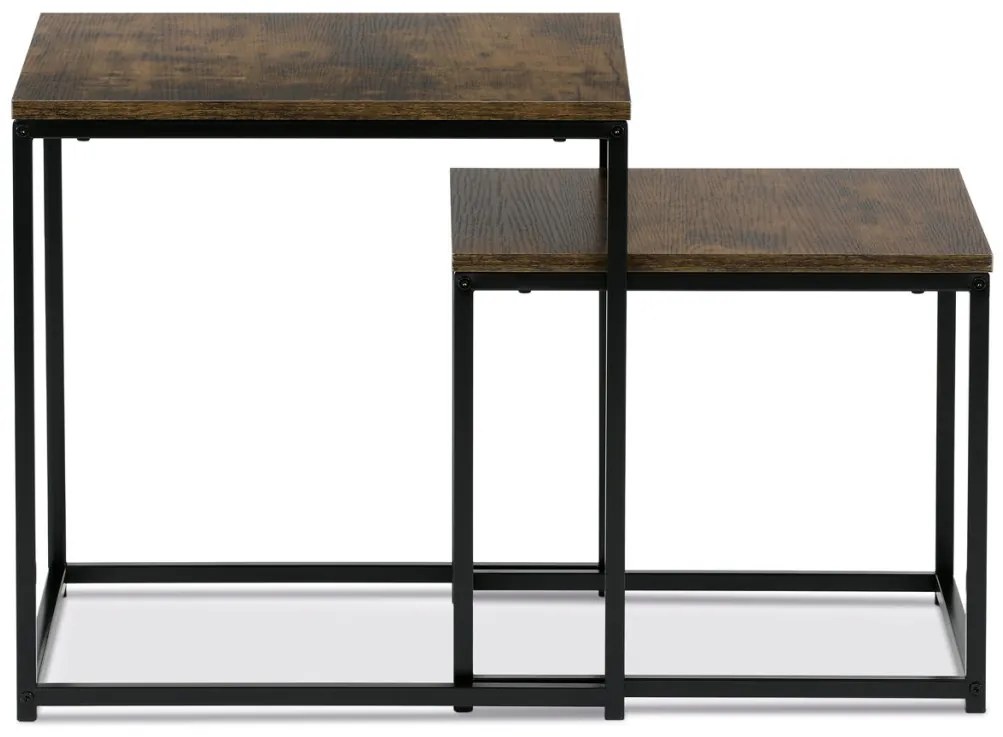 Set măsuță de cafea din 2 bucăți, MDF, decor stejar salbatic, cadru metalic