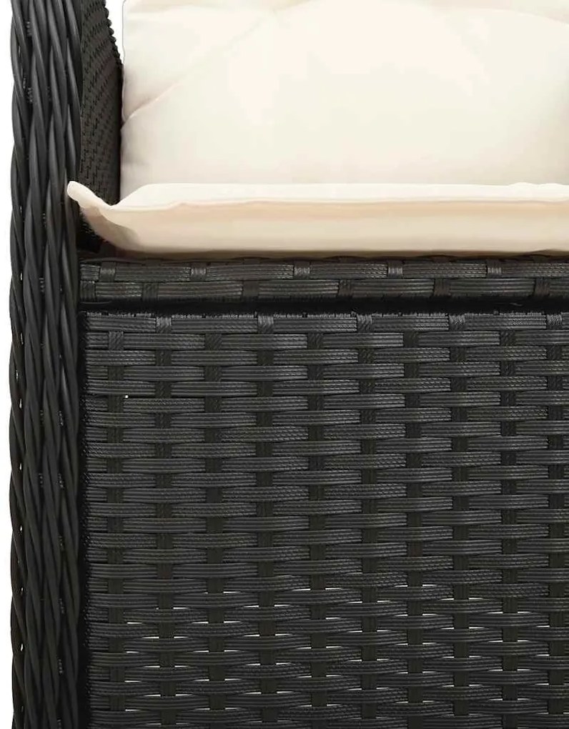 vidaXL 3 részes fekete polyrattan kerti bisztrógarnitúra párnákkal