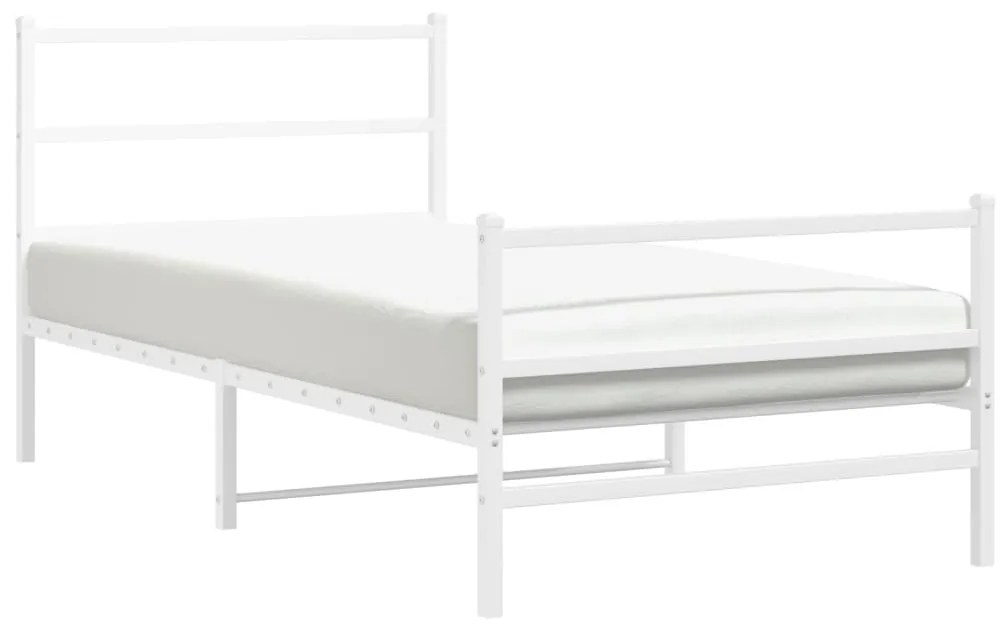 fehér fém ágykeret fej- és lábtámlával 100 x 200 cm