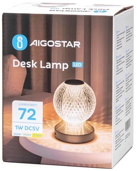 Aigostar-LED Dimmelhető újratölthető lámpa LED/1W/5V 2700/4000/6500K 1800mAh 13,5cm