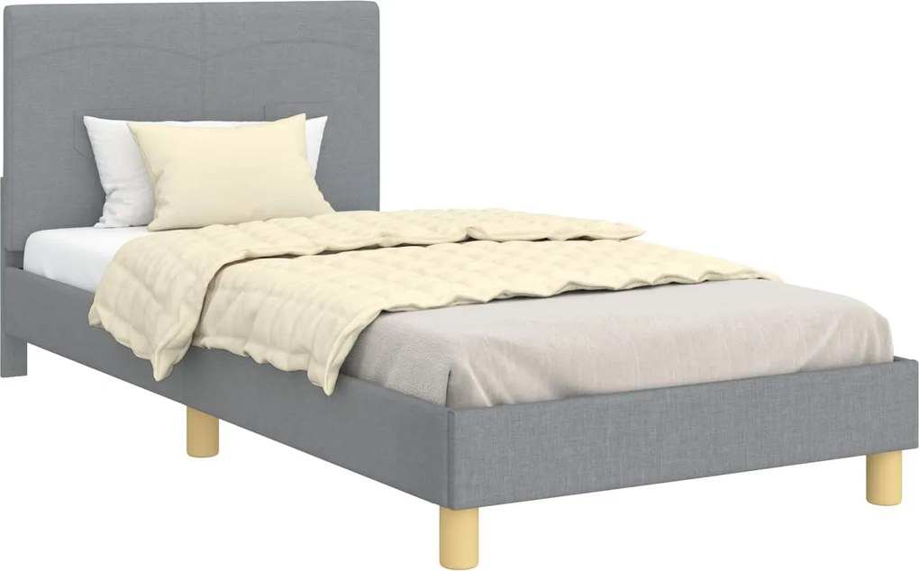 vidaXL Gyerekágy kerettel fejtámlával Világosszürke 80 x 200 cm szövet