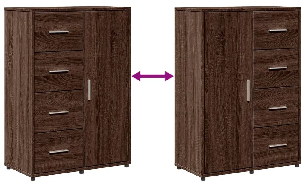 barna tölgy színű szerelt fa tálalószekrény 60 x 31 x 84 cm