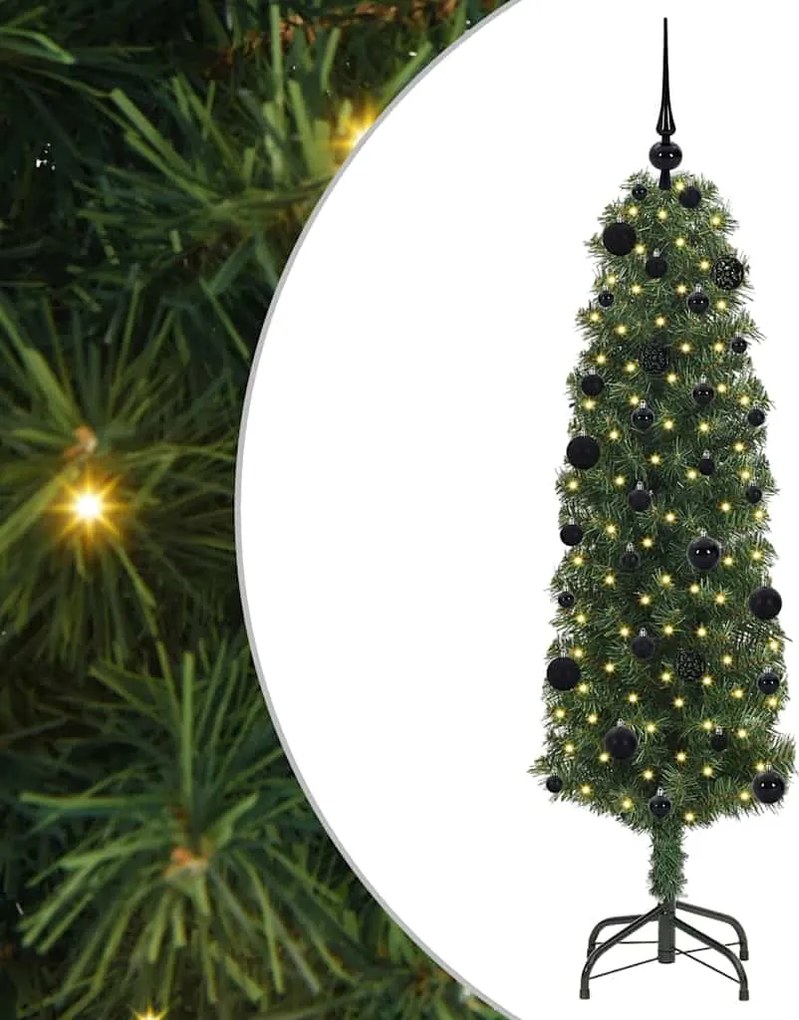 vidaXL Mű karácsonyfa 150 LED-del Zöld 150 cm PVC, acél és műanyag