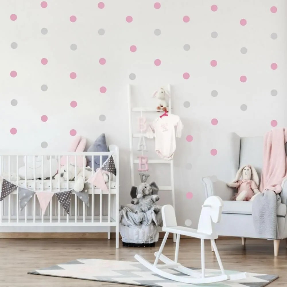 INSPIO Púder rózsaszín pöttyök falra