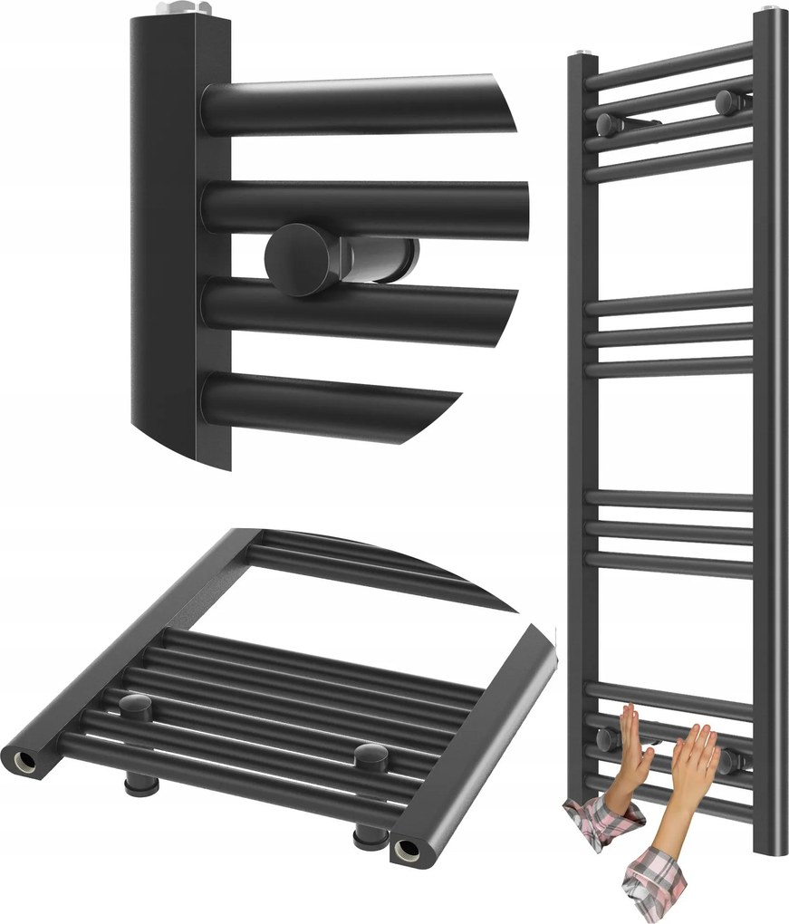 Fürdőszobai Radiátor Fekete Létra 40x100 cm Radiátor Modern Breno