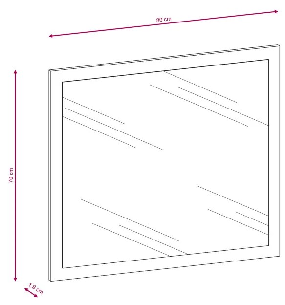 Irys Fali Tükör 70x80 cm. Sonoma Tölgy Színben