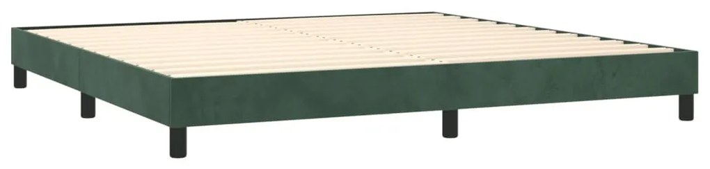 sötétzöld bársony rugós ágy matraccal 200x200 cm