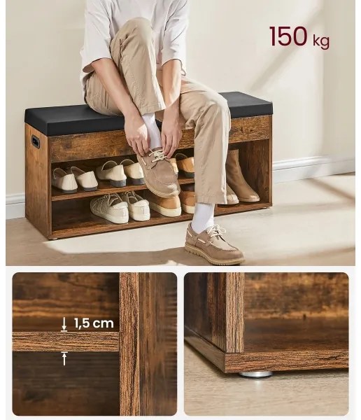 Cipőtároló VOREN barna/fekete