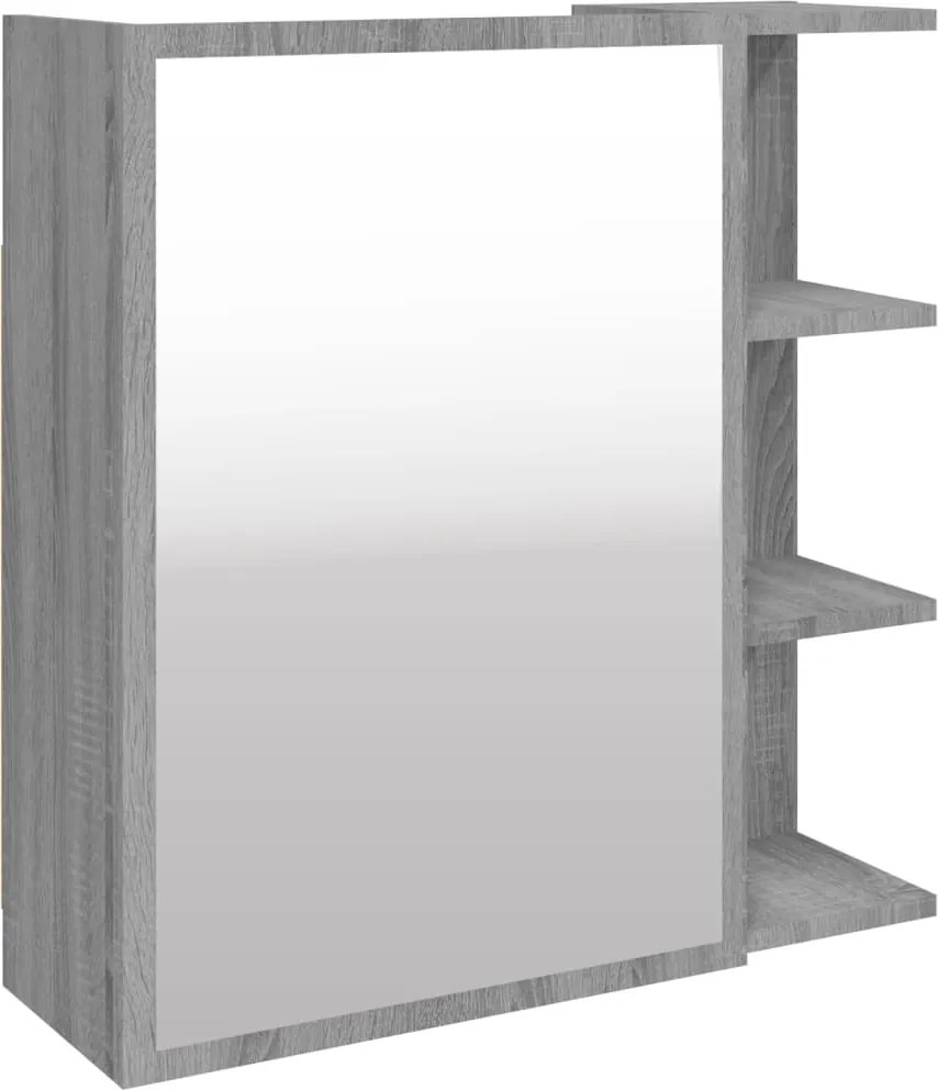 vidaXL szürke sonoma színű szerelt fa tükrös szekrény 62,5x20,5x64 cm