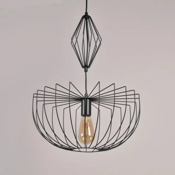 Csillár zsinóron JASMINA 1xE27/20W/230V átm. 40 cm fekete