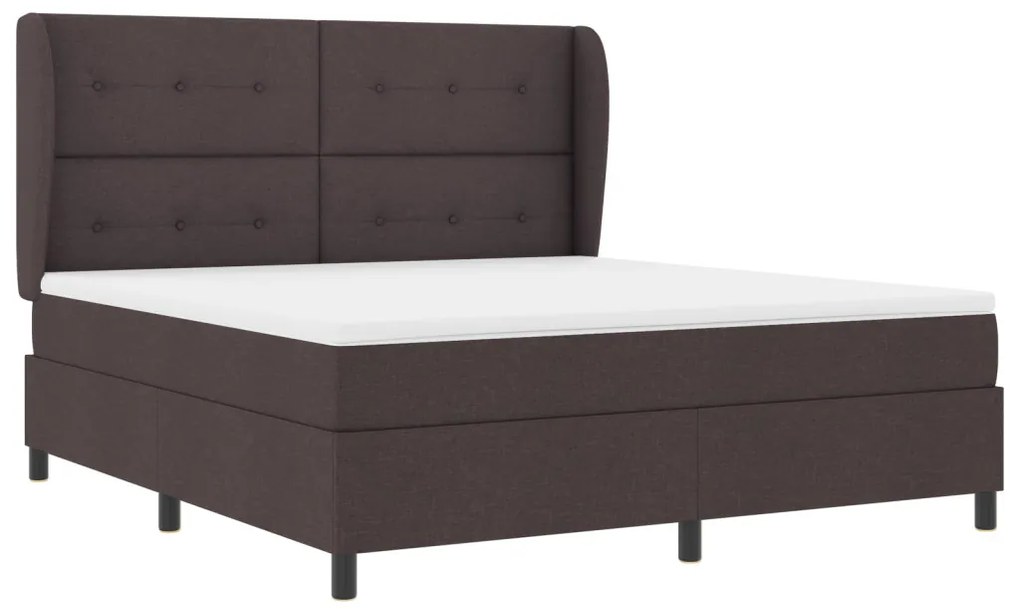 Boxspring Ágy Matrac nélkül Sötétbarna, 180x200 cm, Szövet