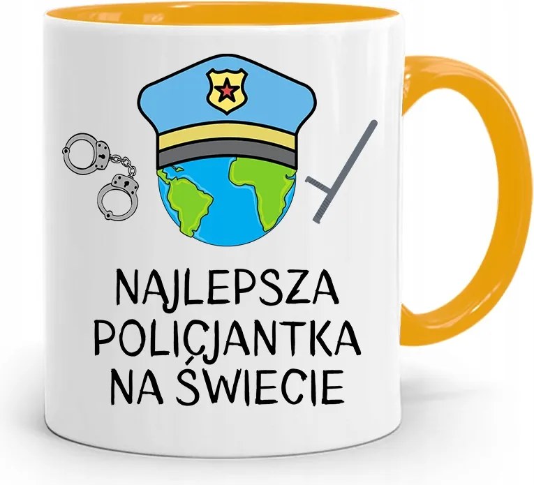 A Legjobb Rendőrnő Sárga Bögre, fényképes nyomattal