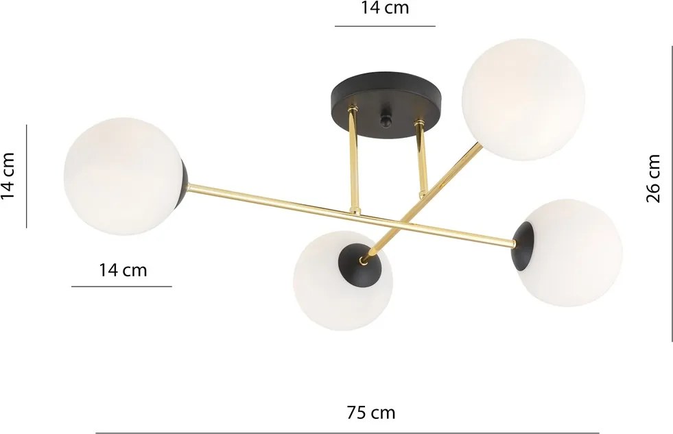 Emibig modern mennyezeti lámpa magnum fehér fekete arany emi1233/4