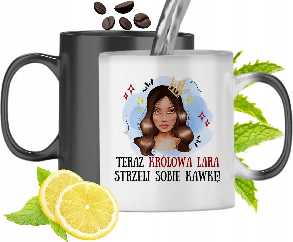 Mágikus Bögre Lara Fekete Színváltós, fényképes nyomattal