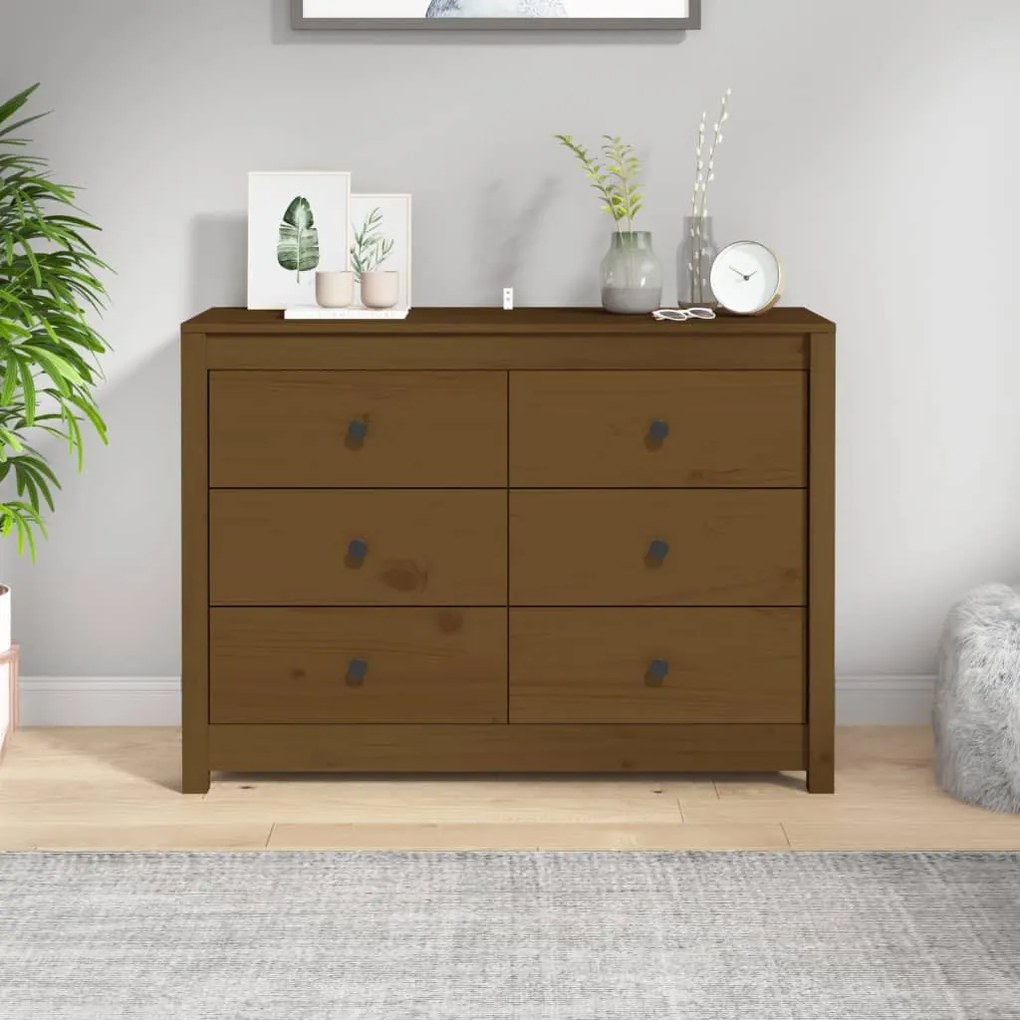 mézbarna tömör fenyőfa kisszekrény 100 x 40 x 72 cm