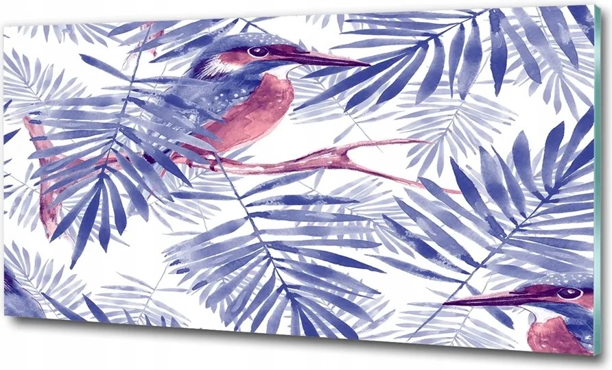 Fotó-kép edzett üveg Növények és madár 125x50